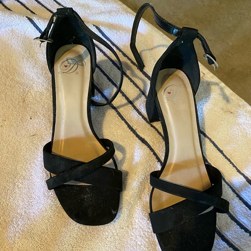 Black Ankle-Strap Women's Heeled Sandals - Classic Dress Shoe
